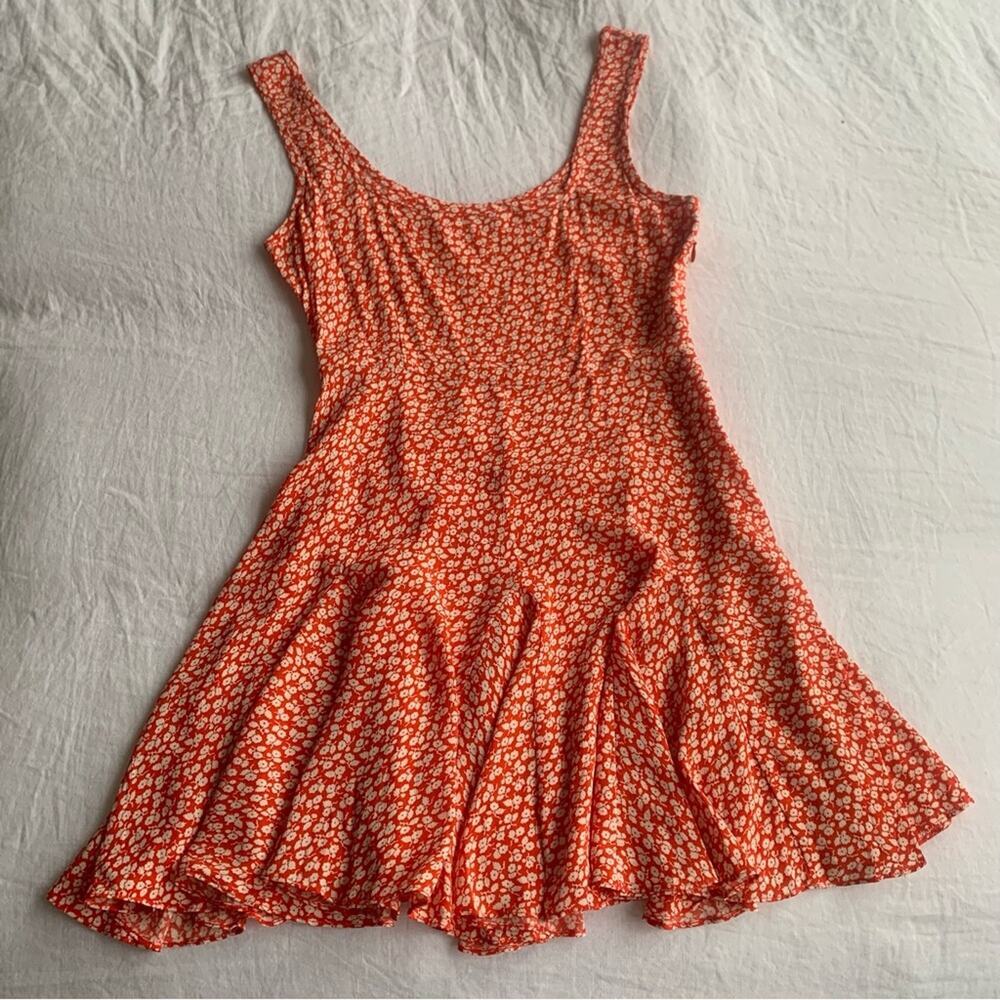 Doen Porto Floral Viscose Sleeveless A Line Mini Dress Orange Hillside Bloom - Picture 7 of 13